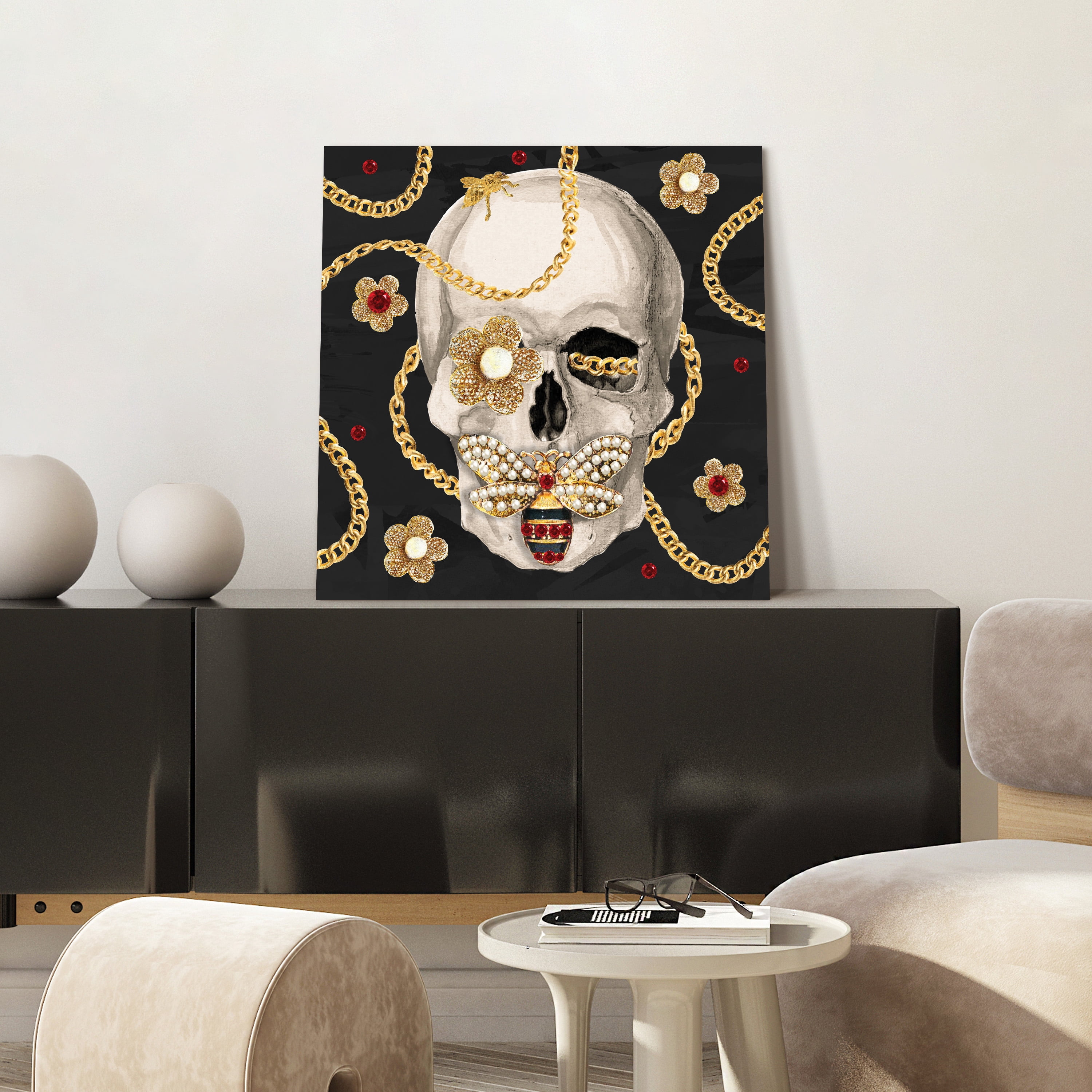 Empire Art Direct Gold Digger Frameless Free Floating Tempered Glass Panel Graphic Wall Art, 24" x 24" x 0.2", Ready to Hang