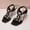 #0253-Black, variant on Women's Gold Accent High Heel Sandals, Transparent Block Heel Open Toe Footwear, Vintage Style Dressy Shoes, Comfortable Design for Spring Summer Evenings Gift
