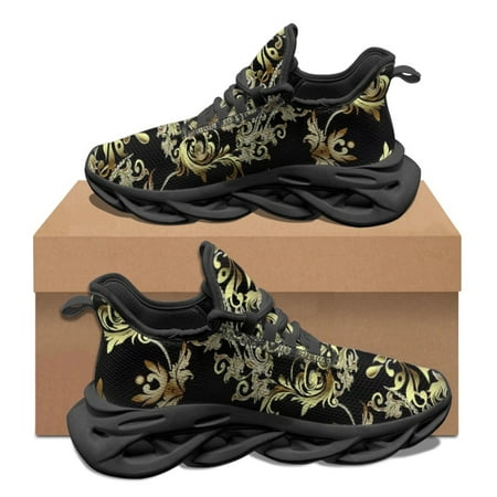

Summer New Casual Flat Shoes for Women Comfort Breathable Sneakers Hot Baroque Art Pattern Print Vulcanized Sole Running Shoes