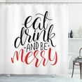 thumbnail image 1 of Ambesonne Eat Drink and Be Merry Shower Curtain, Modern Noel, 69"Wx70"L, Black White Coral, 1 of 3