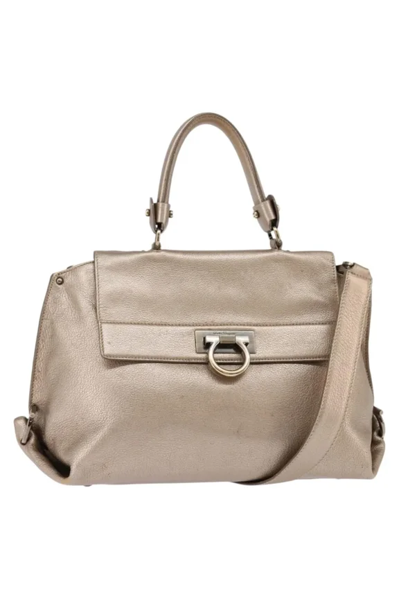 Pre-Owned Salvatore Ferragamo Sofia Satchel Leather Beige Leather Bag