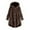 Coffee, variant on Women Plus Size Fleece Hooded Jacket Long Sleeve Plush Overcoat Sherpa Lined Outerwear Button down Coat