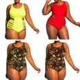thumbnail image 3 of Women One Piece Mesh Swimsuit Halter Cutout Monokini Swimwear Plus Size Bathing Suit Lace Up Swimsuit, 3 of 12