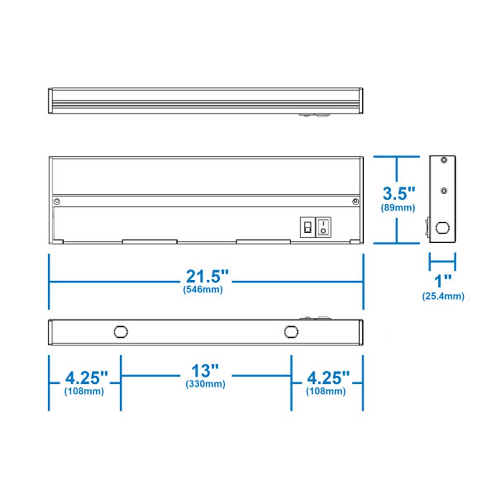 Nicor Lighting NUC521SBK 21.5 in. NUC-5 Series Black Selectable LED Under Cabinet Light