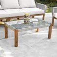 Brendina Outdoor GlassTop Cocktail Table, Natural