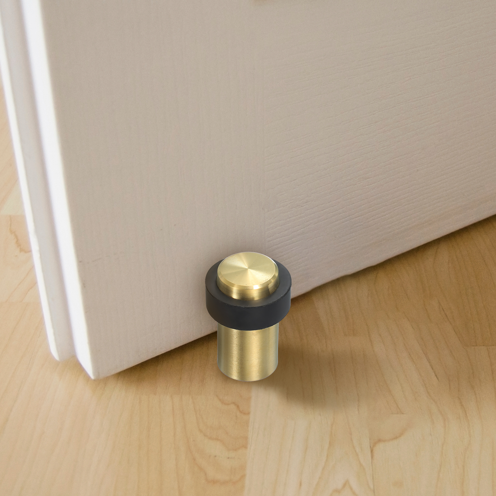 3Set Round Door Stoppers, 60mm Stainless Steel Door Stop Doorstop Wedge Metal Cylinder Self Adhesive with Screw for Bottom of Door Floor Inside, Gray