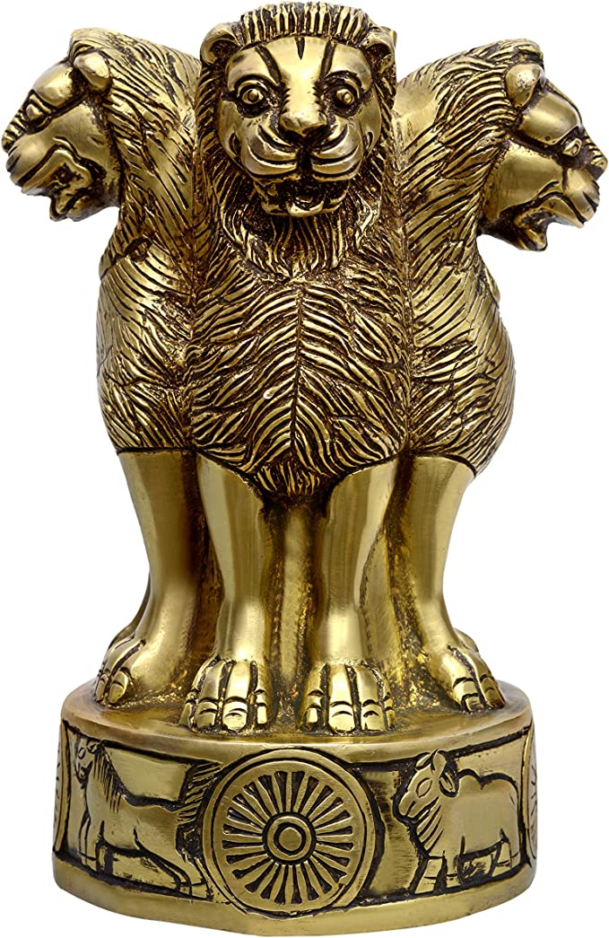 AONA Decorative Brass Ashoka Stambh Emblem India Ashok Chakra Pillar