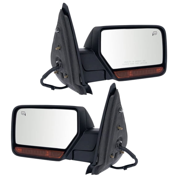 TRQ Mirror Power Heated Memory Turn Signal Puddle Light Textured Black LH RH MRA09413