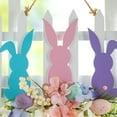 thumbnail image 4 of Wooden Easter Bunny Fence Wall Hanging Decor, Colorful Rabbit Door Hanger Sign Decorations for Spring Holiday Party, 4 of 4
