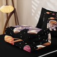 thumbnail image 5 of Manfei Cartoon Space Capybara Zipper Queen Comforter Set with Fitted Sheet and 2 Pillowcases, Galaxy Astronaut Animal Zipper Bedding Set, Black Brown, Black Reversible, 4pcs, 5 of 7