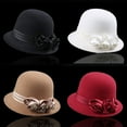 thumbnail image 4 of Fedoras Hat for Women Fashion Silky Flower Bowler Hat Wool Church Cloche Hat Costume 20S Flapper Dome Hat, 4 of 6