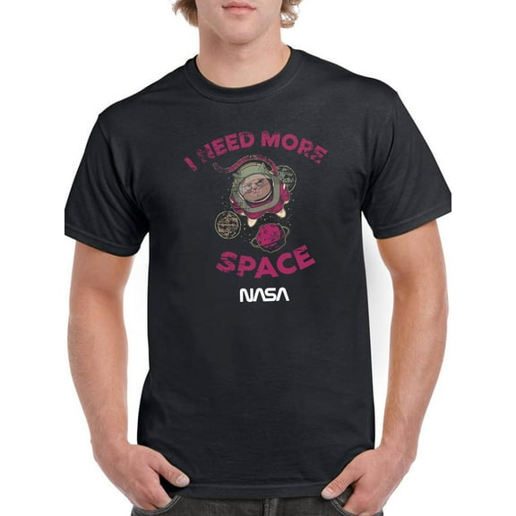 NASA I Need More Space Astronaut Cat T-Shirt Men -NASA Designs, Male 3X-Large