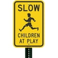 thumbnail image 4 of 8 x 12 inch “Slow - Children at Play” Metal Sign, Screen Printed, 63 mil Laminated Rustproof Aluminum, Black and Yellow, 4 of 5
