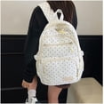 thumbnail image 4 of Clearance！Polka Dot Backpack Set 3Pcs Cute Daypack Kawaii Nylon Backpacks for Travel Daily Use White, 4 of 8