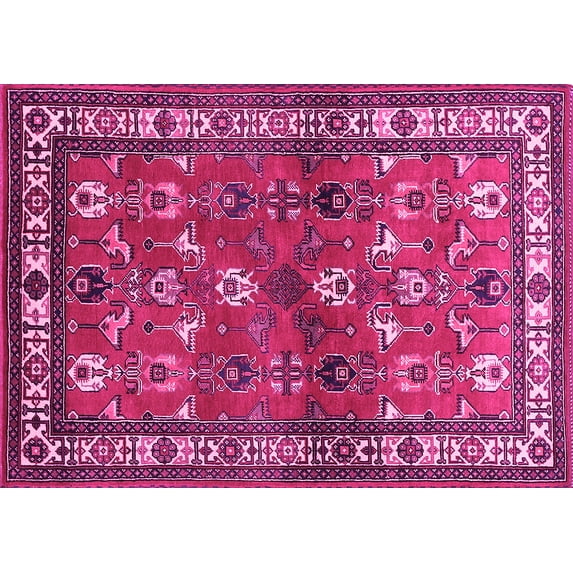 Ahgly Company Indoor Rectangle Animal Pink Traditional Area Rugs, 5' x 7'