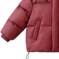 thumbnail image 6 of Girls Winter Puffer Jacket Detachable Hood Jacket Solid Color Short Zip Warm Coat Windproof Padded Outerwear for Girls with Pockets, 6 of 6