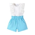 thumbnail image 2 of Aojekbee Baby Girl Summer Outfits Cute Ruffle Sleeveless Tank Tops + Shorts Set Toddler 2Pcs Clothes, 2 of 10