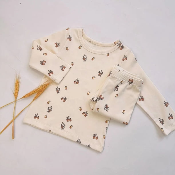 Conjunto de pijamas para bebé, ropa de dormir de manga larga, transpirable, de algodón, con estampado, para el hogar, disfraz de Navidad