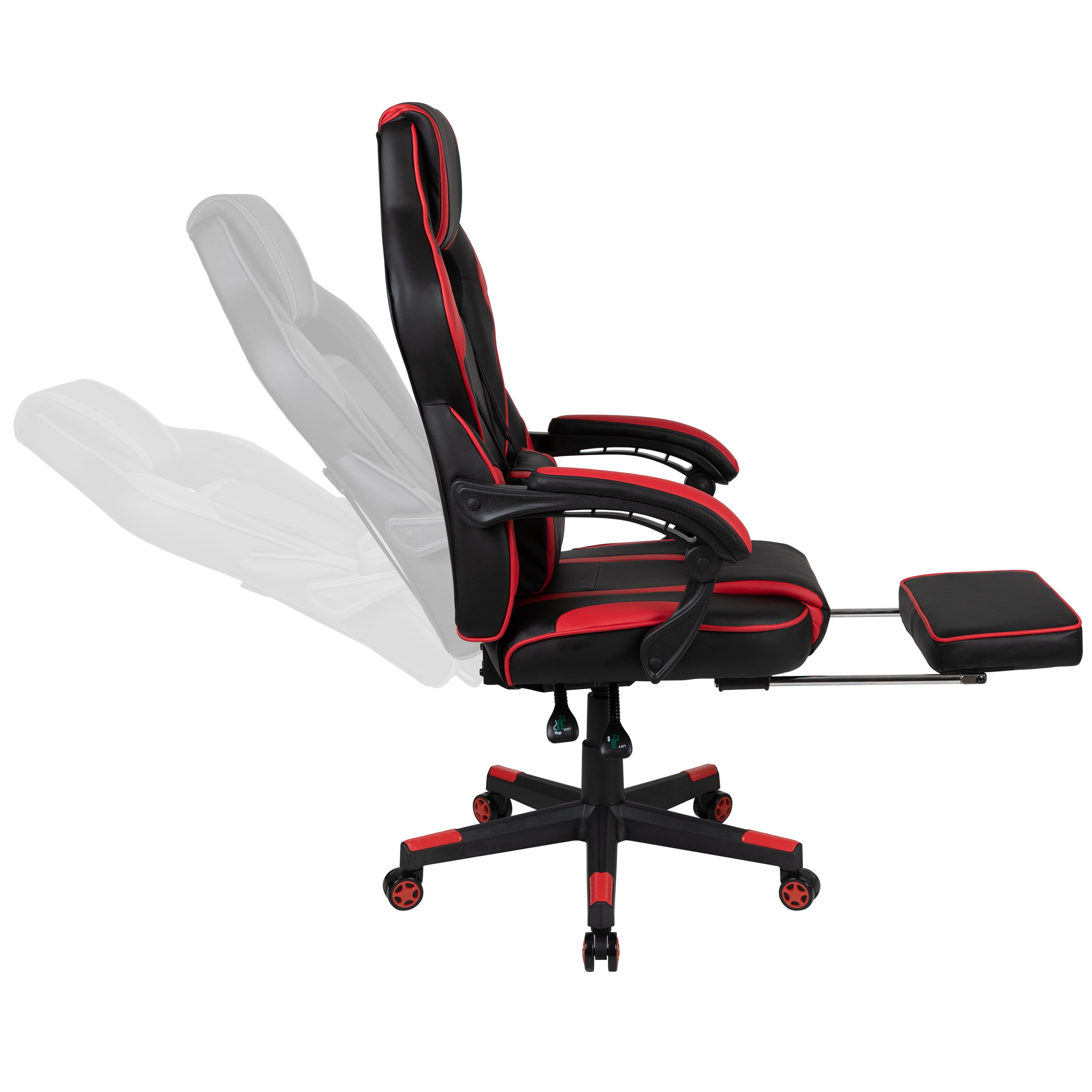 Flash Furniture Deepside Gaming Bundle-Cup/Headphone Desk & Reclining  Footrest Chair