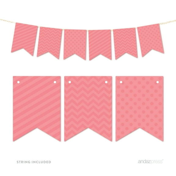 Coral Hanging Pennant Banner Party Garland Decor