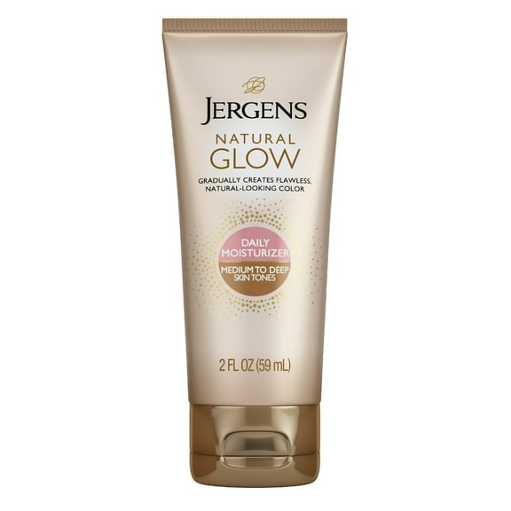 Jergens Natural Glow Daily Moisturizer Medium To Tan, Sunless Self Tanner Lotion, 2 Oz