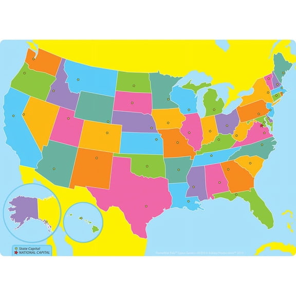 Smart Poly Single Sided PosterMat Pals Space Savers, US Map, 13" x 9.5" | Bundle of 5 Each