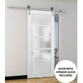 thumbnail image 3 of Sliding Barn Door 32 x 84 with Stainless Steel 6.6ft Hardware | Quadro 4002 White Silk with Frosted Opaque Glass | Top Mount Rail Hangers Sturdy Silver Set | Lite Wooden Solid Panel Interior Doors, 3 of 6