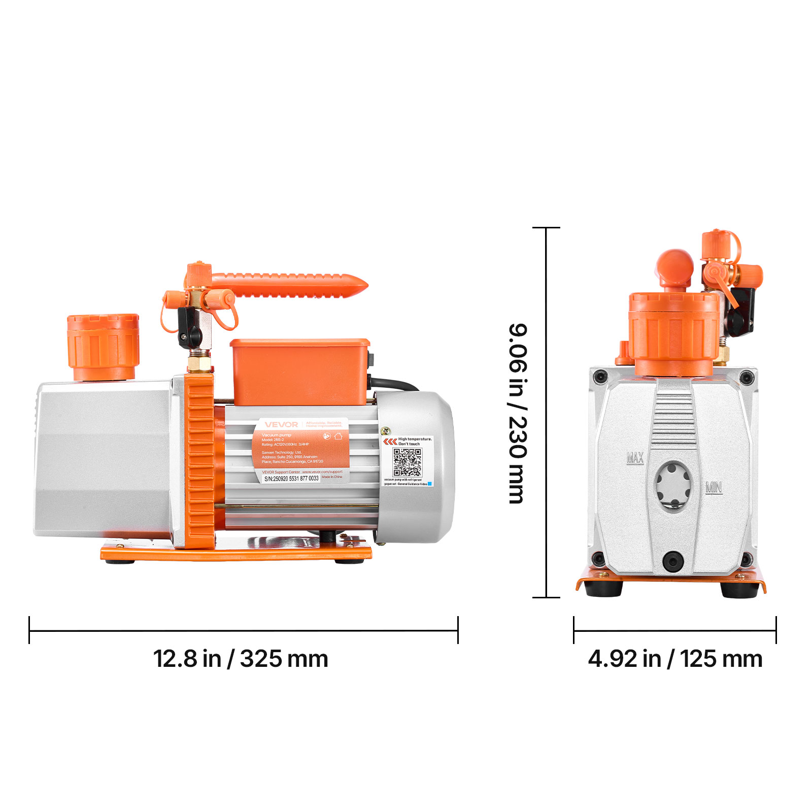 VEVOR AC Vacuum Pump and Gauge Set, 7 CFM 3/4HP, Two Stage Rotary Vane HVAC Vacuum Pump, A/C Manifold Gauge Kit, for R134a R22 R410a, with Leak Detector Carry Bag Hose, for Auto HVAC Air Conditioning