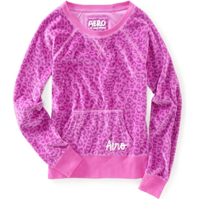 Aeropostale - Sudadera de terciopelo con estampado animal para mujer, color morado, mediano