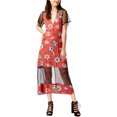 thumbnail image 1 of MinkPink Womens Mesh-Inset Maxi Dress, Red, X-Small, 1 of 3