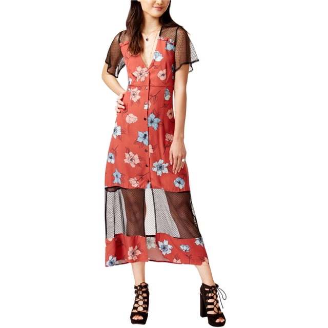 MinkPink Robe Maxi à Encolure en Maille pour Femmes, Rouge, Très Petit