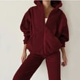 thumbnail image 2 of HAiming Fleece Tracksuit Set for Women Long Sleeve Full Zip up Hoodie Jogger Sweatpants Suit Matching 2 Piece Oufits, 2 of 7