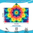thumbnail image 2 of Colorful Rainbow Tie Dye Spiral Pattern Hooded Bath Towel，50"x30" for Ages 3 To 12 Kids, Quick Dry Lightweight Soft Microfiber Hood Beach Towel Cover Up for Kids, 2 of 7