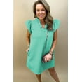 thumbnail image 4 of FOLUNSI V-Neck Ruffle Dress | Sea Green | Easy Glam for Any Occasion, 4 of 8