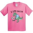 thumbnail image 3 of Inktastic I Love Soccer-dinosaur in Blue Youth T-Shirt, 3 of 5