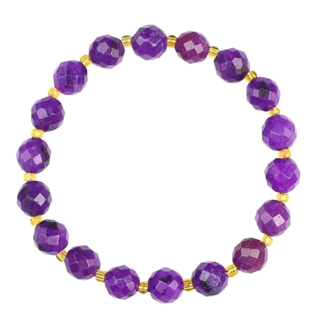 Pulsera con cuentas de cristal estilo Sugalite, cuentas redondas facetadas de 8 mm