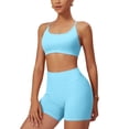 thumbnail image 5 of IDOPIP Women 2 Piece Seamless Backless Yoga Sets High Waist Shorts and Sports Bra Gym Athletic Clothing Outfits, 5 of 7