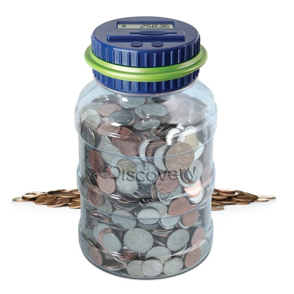 Discovery Kids Coin Counting Money Jar, with Digital LCD Display and Twist-off Lid Knick-Knack