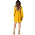 thumbnail image 4 of Women's Casual Swing Dress Long Sleeve V Neck Flutter Lantern Sleeve Loose Dresses Yellow X-Large, 4 of 6