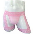 thumbnail image 3 of Men's Lingerie Panties Lace Tirm Bulge Pouch G-String Thongs Underwear with Garter Pink, 3 of 4