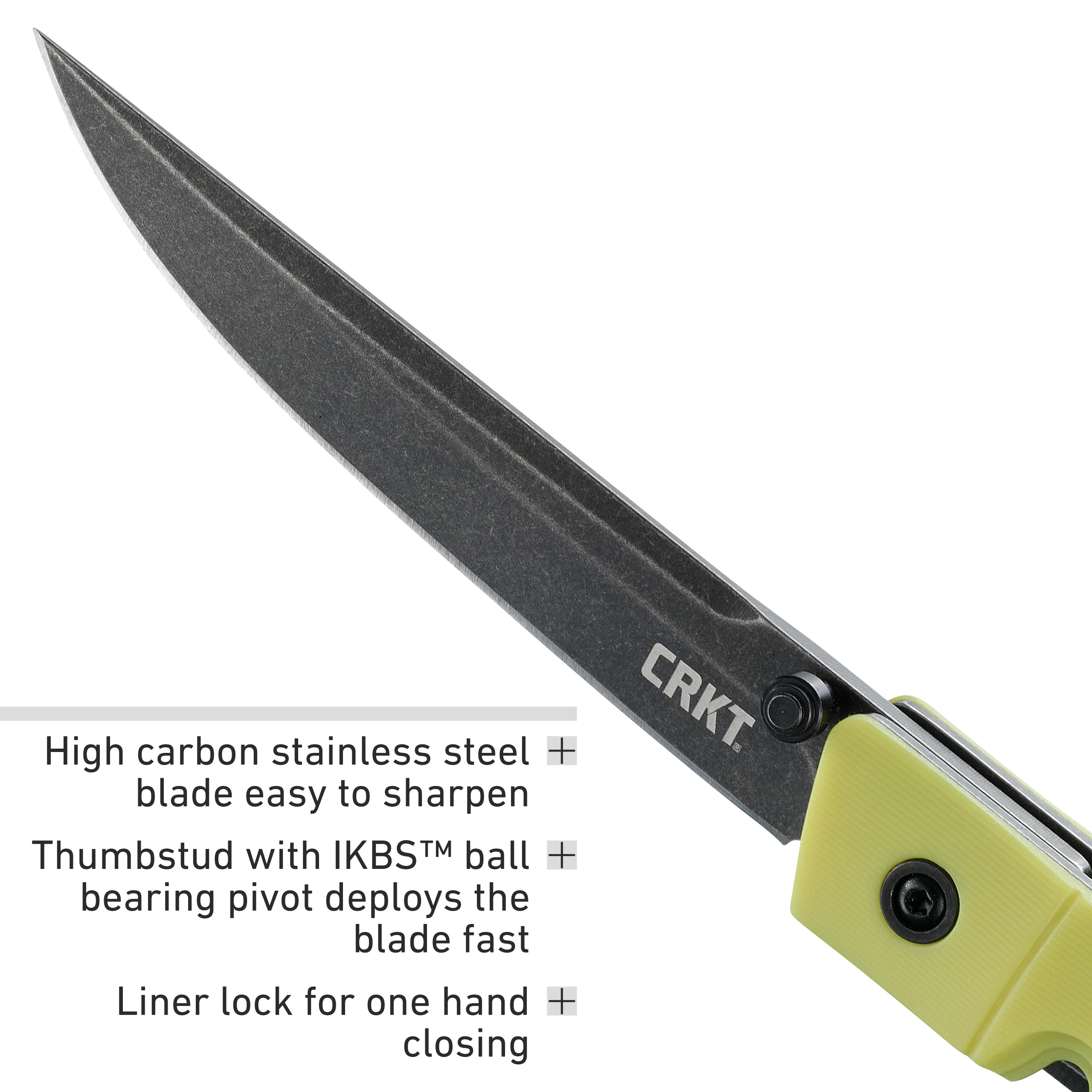 CRKT CEO Everyday Carry EDC Pocket Folding Knife with Liner Lock: Stainless Steel Plain Edge Blade, Glass-Reinforced Nylon Handle, Pocket Clip, 7096YGK
