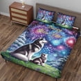 thumbnail image 3 of Happy New Year Siberian Husky Family Cheer Winter Midnight Firework Quilt Bedding Set Husky Dog Lover Gifts 1 Blanket Bed Cover 2 Pillowcases - 02025, 3 of 5