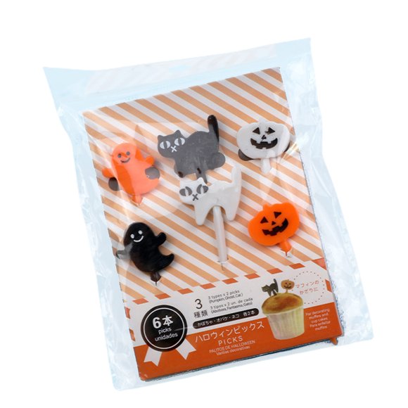 Fridja Summer Savings Halloween Plastic Toothpick Cake Fruit Pick Attapulgite Fruit fork Party Supplies Cup Cake Decoration for Outdoor Kitchen