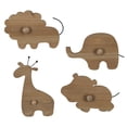 thumbnail image 2 of HomeRoots 383264 5 x 7 x 1.25 in. Shadow-01 Light Natural Wooden Safari Animal Wall Hooks, Set of 4, 2 of 2