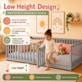 thumbnail image 4 of SESSLIFE Twin Montessori Floor Bed Frame with High Rails and Door, Wood Twin Floor Bed with Slats, Low Profile Kids Bed Frame for Boys Girls, No Box Spring Needed, Gray, 4 of 8