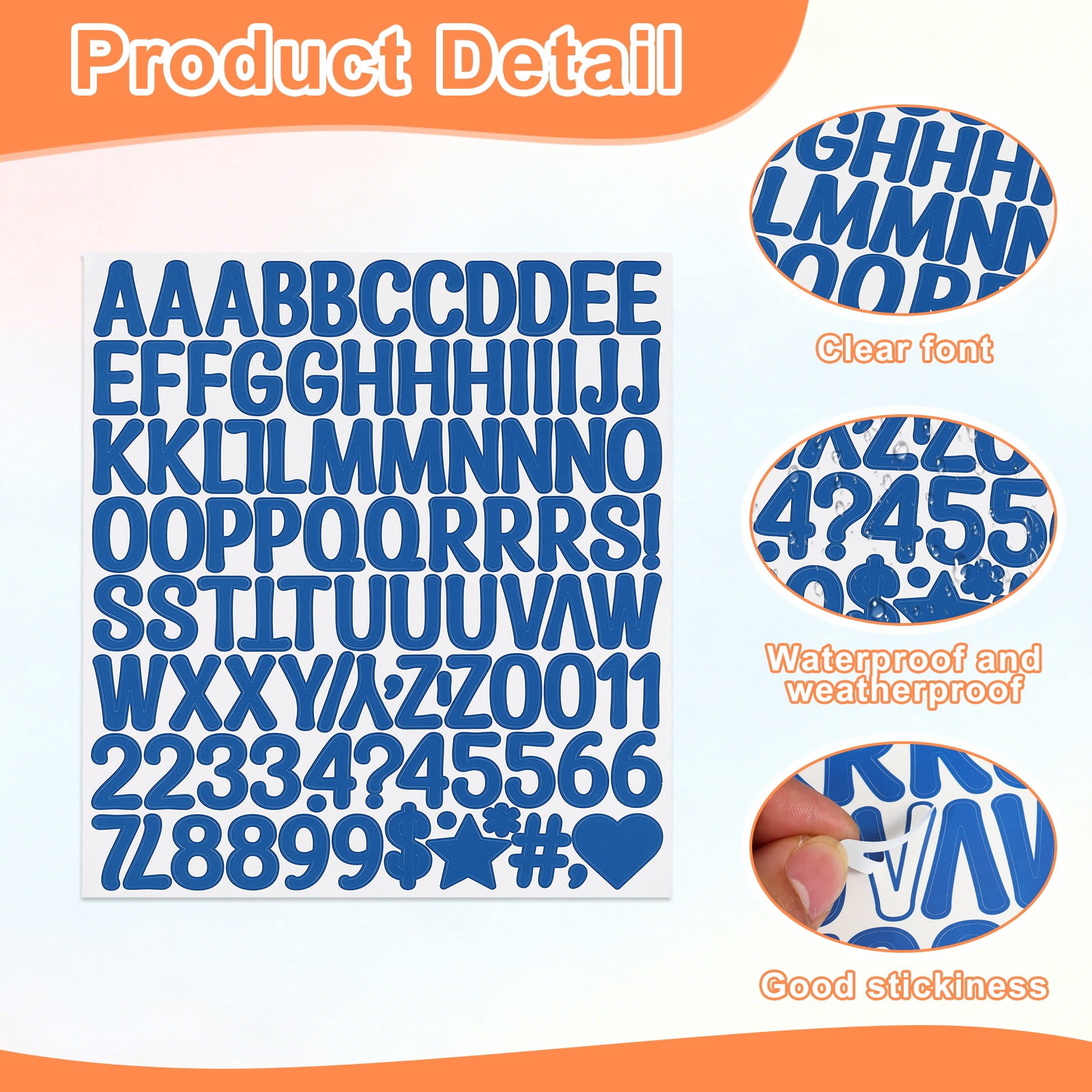 Uxcell 1 Inch Letter Stickers, 30 sheet Alphabet Number Stickers Self Adhesive Handwriting Vinyl Stick on Letters for Mailbox Number Scrapbooking Sign Bottles Craft, Blue