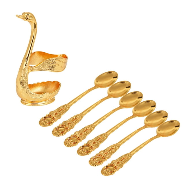 fheaev Fruit Fork Storage Kitchen Fashion Creatives Metal Crafts Cutlery And Silvers Spoon Set