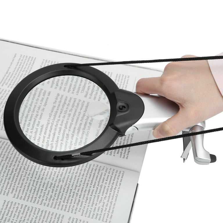 Embroidery Cross Stitch Tools Large Magnifier Folding Hand held 2LED Light  Lamp 5.5 Inch Lens Best Hands Free Magnifying Glass