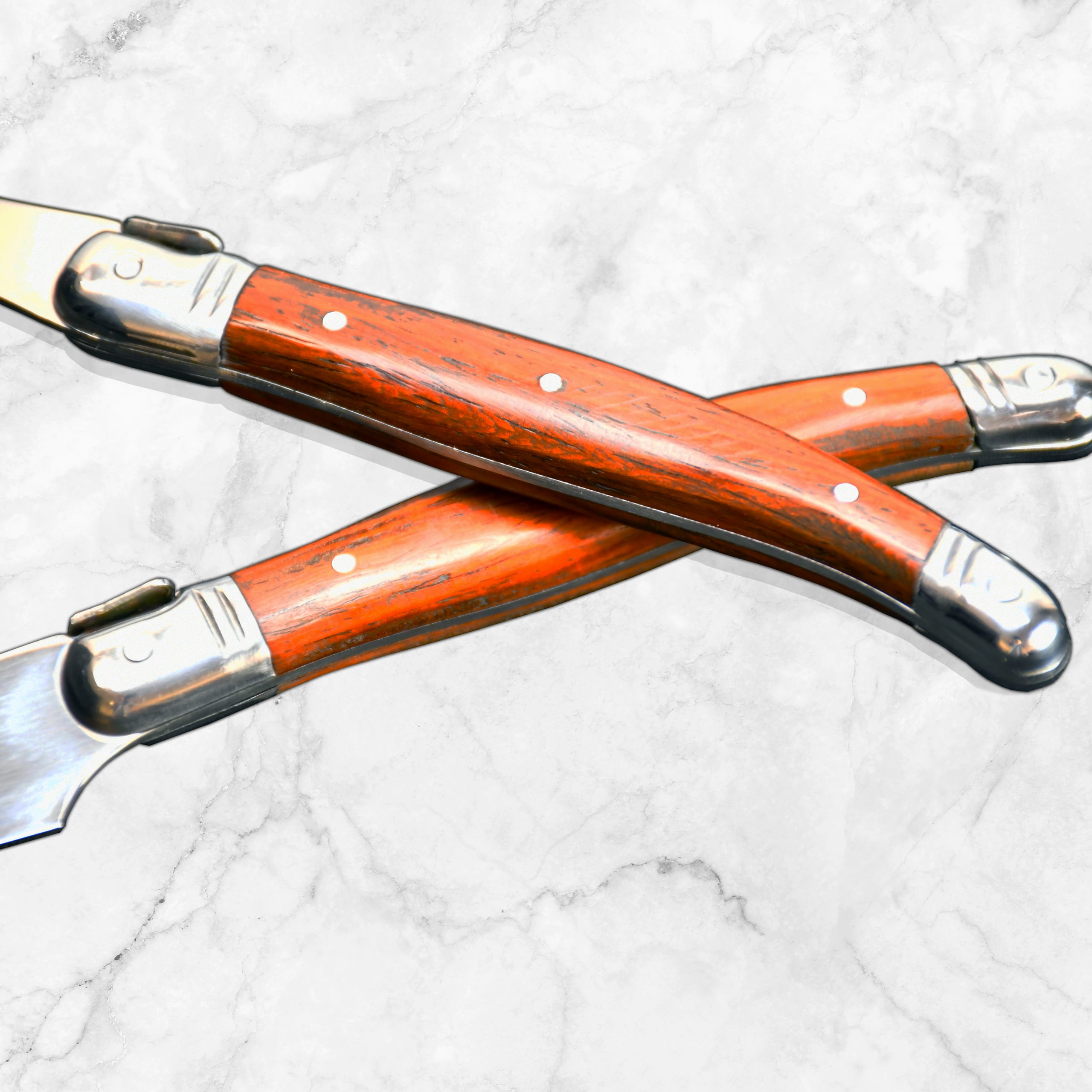 Barenthal Laguiole Inspired 2-pc. Stainless Steel Carving Fork and Knife Set with Natural Wood Handles