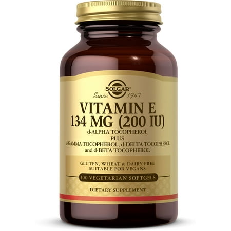 3 Pack - Solgar Vitamin E 134 MG (200 IU) Vegetarian Softgels (d-Alpha Tocopherol & Mixed Tocopherols) 1 ea